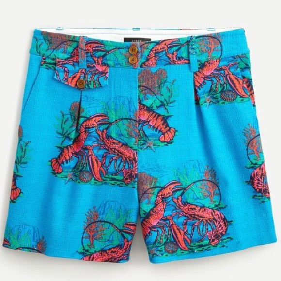 J. Crew Pants - Pleated Shorts in Lobster 🦞 Print Grasscloth